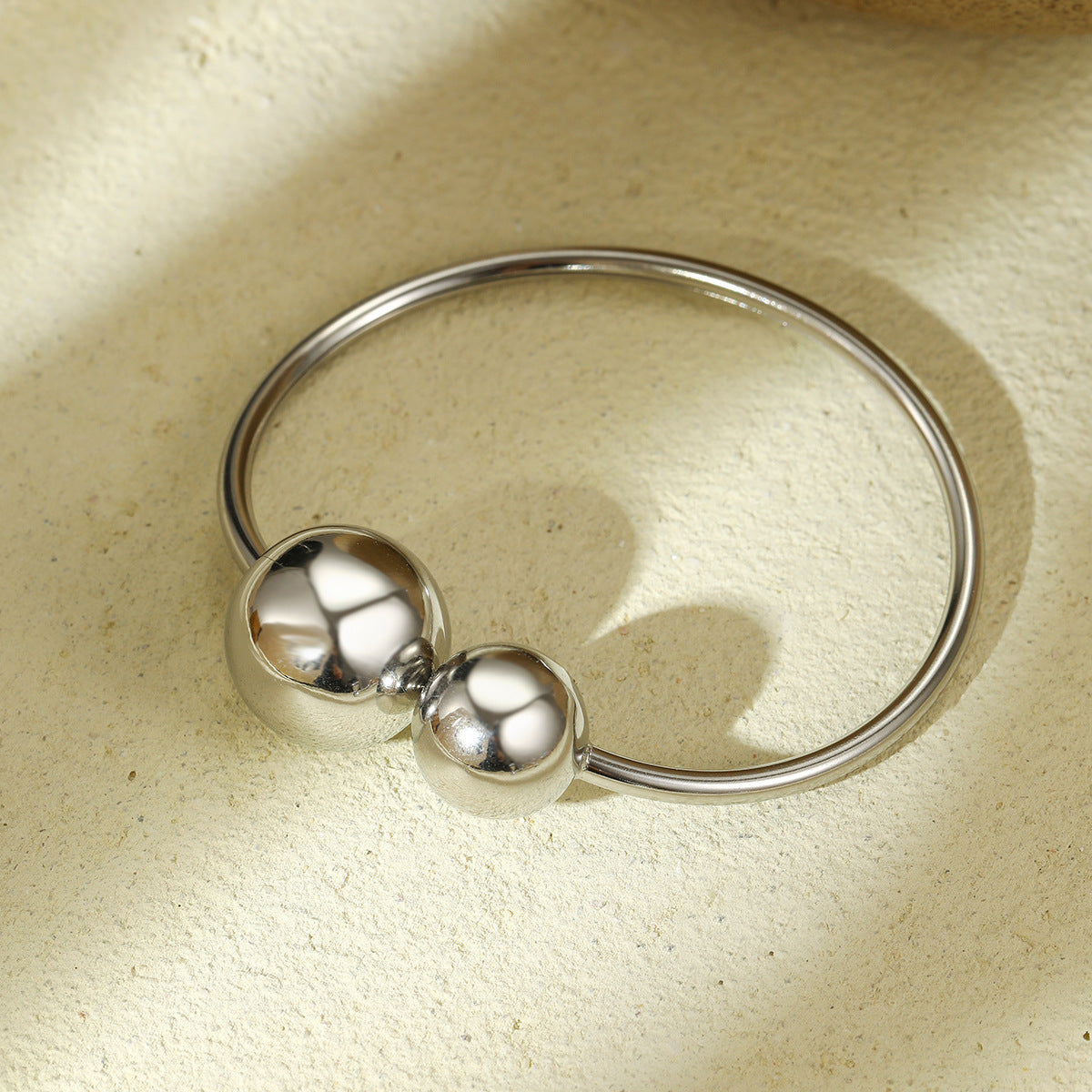 Irregular Asymmetric round Water Drop Titanium Steel Bracelet All Match Stainless Steel Bracelet Ring Set