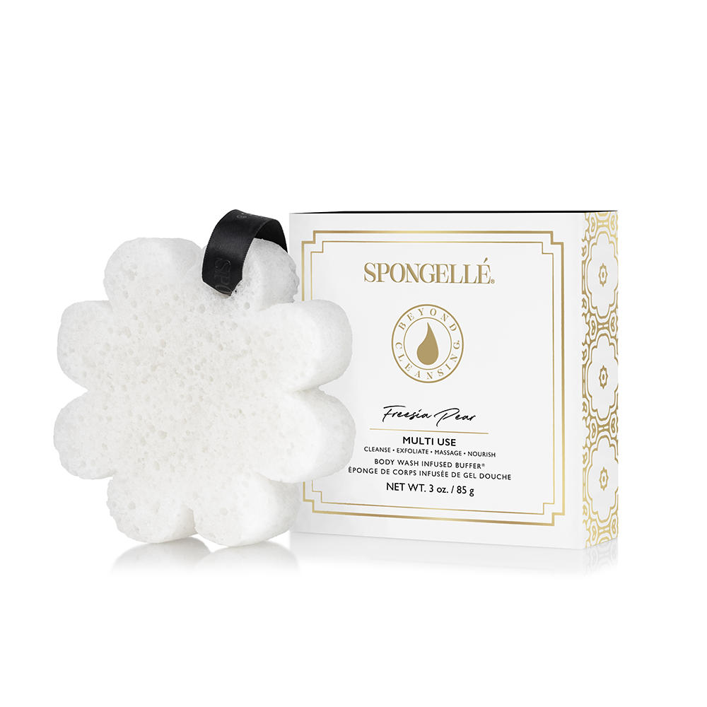 Spongellé bath bomb with packaging on a white background