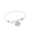 Babe Bracelet Stainless Steel Adjustable Bangle With 19mm Heart Charm, Romantic Jewelry Gift For Girlfriend Wife Anniversary Valentine