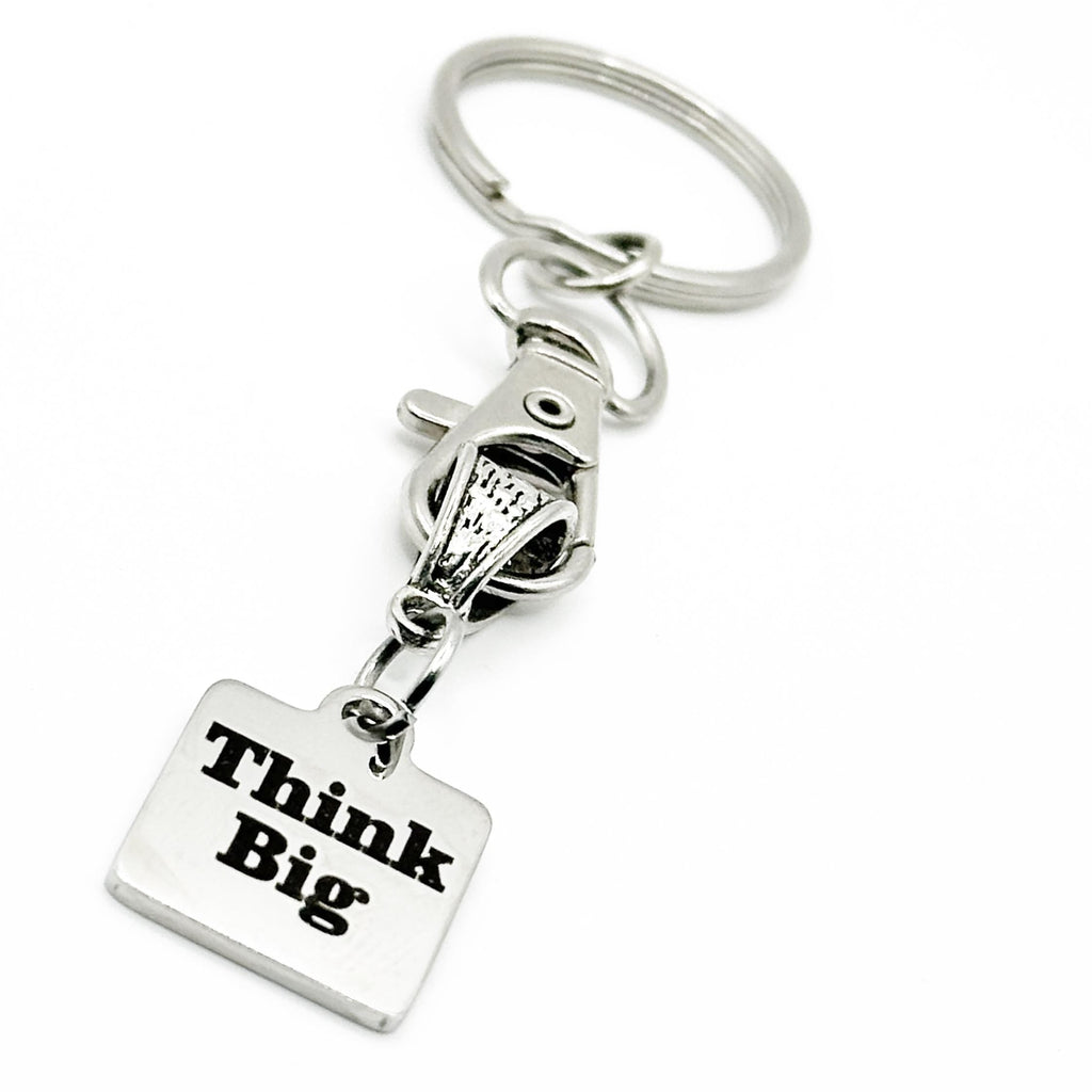 Think Big Keychain Stainless Steel Engraved Charm Inspirational Motivational Quote Keyring Positive Gift Idea For Men Women Students