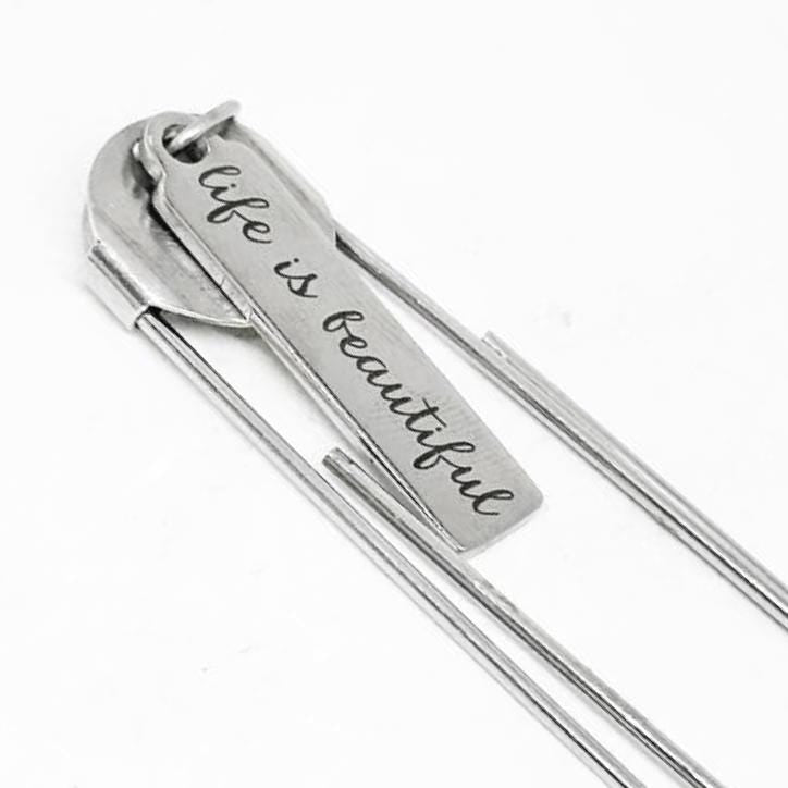 Life Is Beautiful Paperclip Bookmark Stainless Steel Inspirational Gift